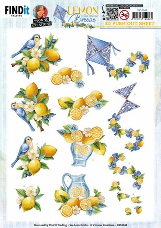 3D Push Out - Yvonne Creations - Lemon Breeze - Lemon Bird