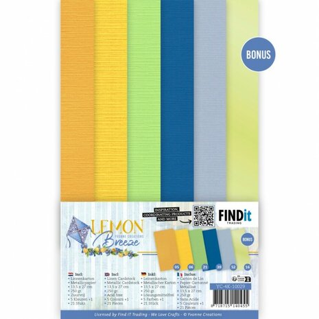 Linen Cardstock Pack - Yvonne Creations - Lemon Breeze - 4K