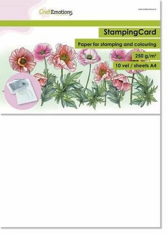 CraftEmotions StampingCard- Stempelpapier wit A4 10 vl A4 - 250 gr