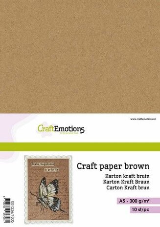 CraftEmotions karton kraft bruin 10 vel A5  300GR