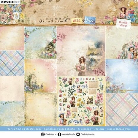 Studio Light Design Paper Pad Double-s. scrapb. Wild&amp;Free nr.182 JMA-WAF-DPP182 305x305mm