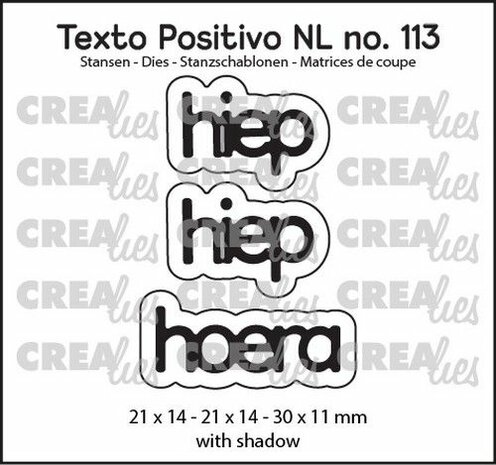 Crealies Texto Positivo hiep hiep hoera - NL (H) POSNL113 21x14 - 21x14 - 30x11mm