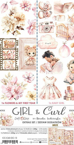 Craft O Clock Extras Set Mix 15x30 cm Girl &amp; Curl CC-C65-GC-13