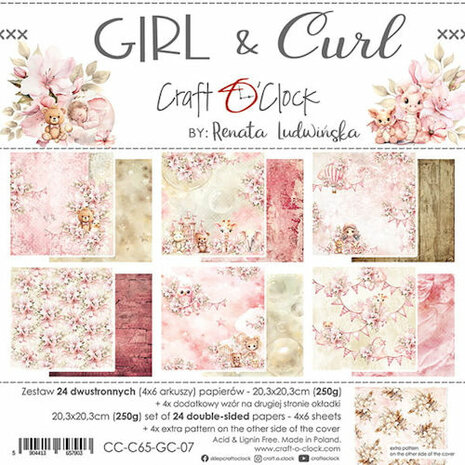 Craft O Clock Paper Pack 20x20 cm Girl &amp; Curl CC-C65-GC-07