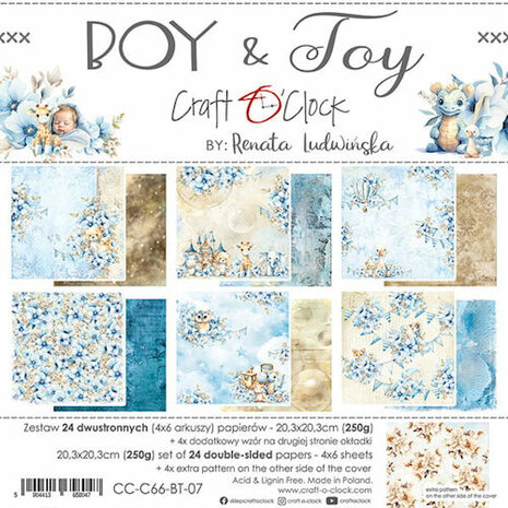 Craft O Clock Paper Pack 20x20 cm Boy &amp; Toy  CC-C66-BT-07