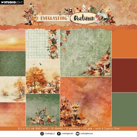 Studio Light Paper pad Background paper Everl. Autumn nr.230 SL-EA-DPP230 203,2x203,2x9mm