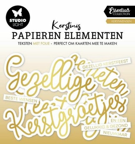 Studio Light Paper Elements Golden Kerstwensen Essentials nr.16 SL-ES-PE16 140x150x2mm 