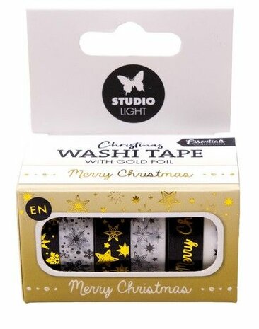 Studio Light Washi tape Black/white - EN - Gold Essentials nr.22 SL-ES-WASH22 63x37x76mm