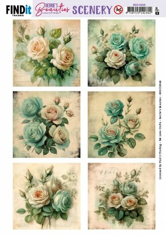 Push-Out Scenery - Berries Beauties - Blue Roses - Square