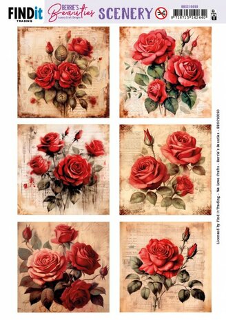 Push-Out Scenery - Berries Beauties - Red Roses - Square