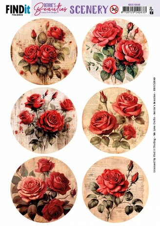 Push-Out Scenery - Berries Beauties - Red Roses - Round