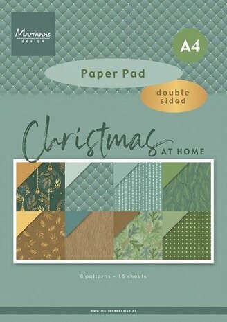 Marianne Design Paperpad Christmas at home PK9192 A4, double sided, 8 patterns 16 sheets