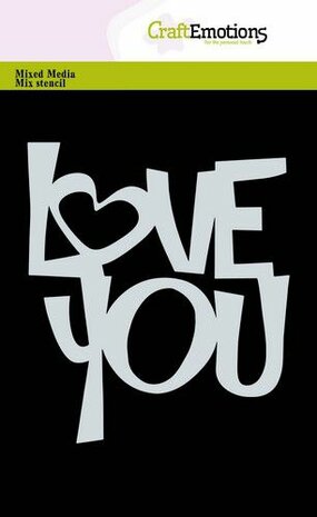 CraftEmotions Mask stencil - Tekst LOVE YOU A6 (EN) Carla Creaties