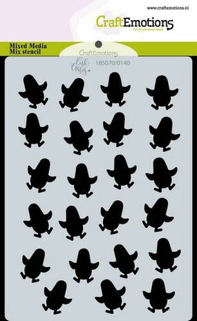 CraftEmotions Mask stencil achtergrond penguins A6 Carla Creaties