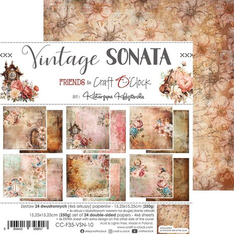 Craft O Clock Set of Papers 15x15 cm Vintage Sonata