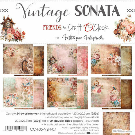 Craft O Clock Paper Pack 20x20 cm Vintage Sonata