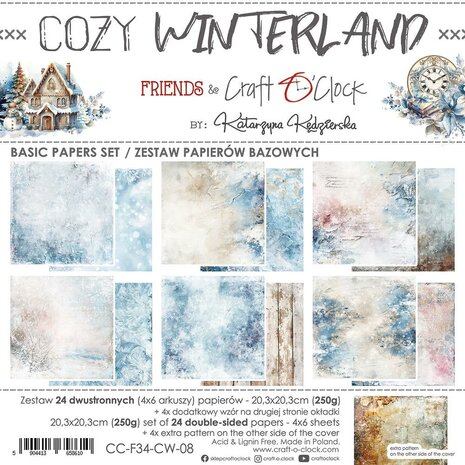 Craft O Clock Set of Mix Papers 20x20 cm Cozy Winterland