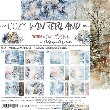 Craft O Clock Set of Mix Papers 20x20 cm Cozy Winterland