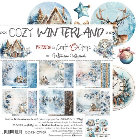 Craft O Clock Set of Mix Papers 20x20 cm Cozy Winterland