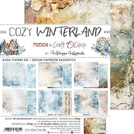 Craft O Clock Set of Mix Papers 20x20 cm Cozy Winterland