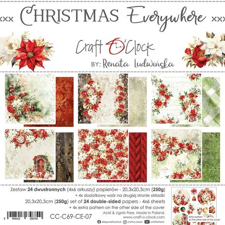 Craft O Clock Set of Mix Papers 20x20 cm Christmas Everywhere 