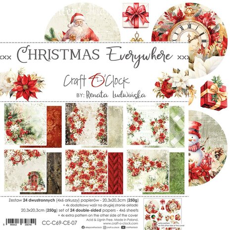 Craft O Clock Set of Mix Papers 20x20 cm Christmas Everywhere 