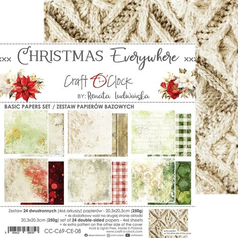 Craft O Clock Set of Mix Papers 20x20 cm Christmas Everywhere 