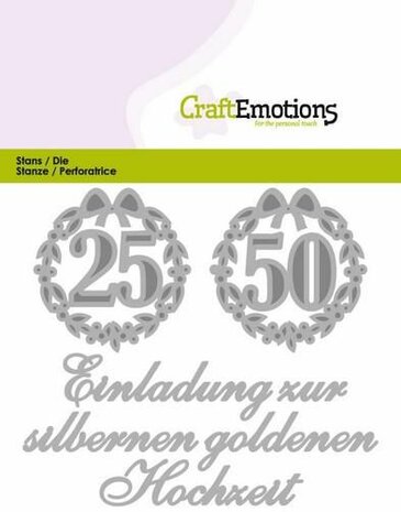 CraftEmotions Die Tekst - Einladung 25 50 Hochzeit (DE) 