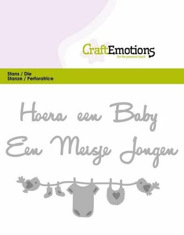 CraftEmotions Die Tekst - Hoera een baby (NL) Card 11x9cm