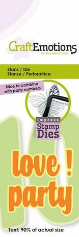 CraftEmotions Impress stamp Die - tekst: love, party! (EN) Card 5x10cm - 8 cm