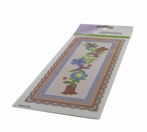 CraftEmotions Die - Slimline scalop XL open - Spring flowers Card 27,5x11cm Die 21x9,8cm