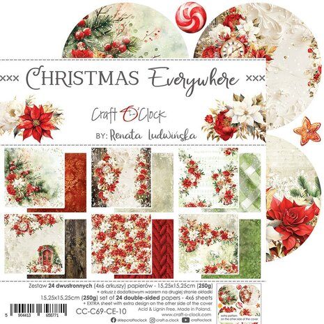 Craft O Clock Set of Papers 15x15 cm Christmas Everywhere