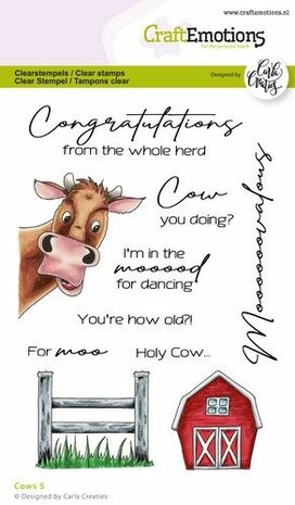 CraftEmotions clearstamps A6 - Cows 5 Tekst (EN) Carla Creaties