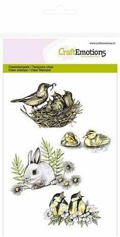 CraftEmotions clearstamps A6 - vogels, konijn