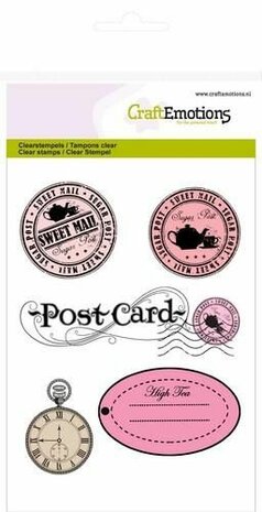 CraftEmotions clearstamps A6 - stempels en label High Tea Rose