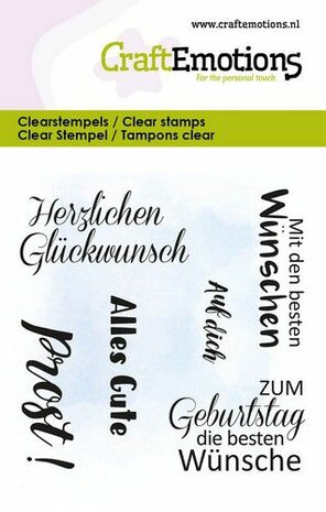 CraftEmotions clearstamps 6x7cm - Tekst Alles Gute - Prost DE