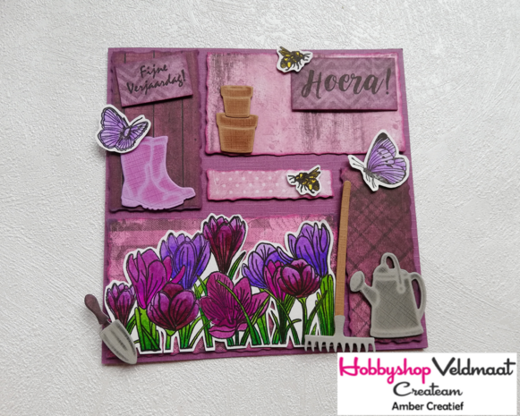 CraftEmotions clearstamps 6x7cm - Tekst Hoera, Groetjes NL