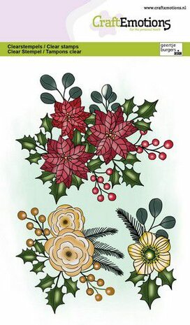 CraftEmotions clearstamps A6 - Bloemenboeketjes kerst GB