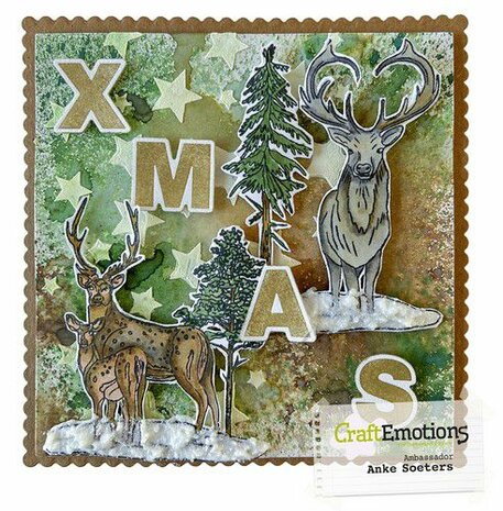 CraftEmotions clearstamps A5 - Arreslee met kerstman en rendieren GB