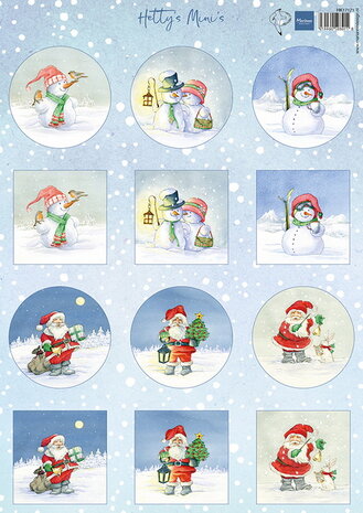 Marianne Design knipvel Hetty&#039;s Mini&#039;s - Snowmen &amp; Santa HK1717