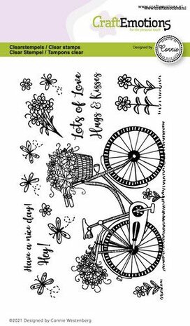 CraftEmotions clearstamps A6 - fiets - Have a nice day Connie Westenberg