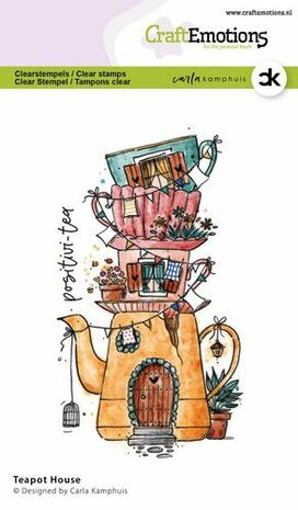 CraftEmotions clearstamps A6 - Teapot House Carla Kamphuis