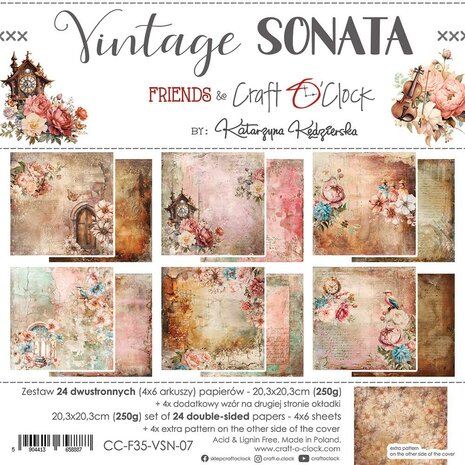 Craft O Clock Set of Mix Papers 20x20 cm Vintage Sonata