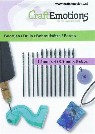 CraftEmotions Mini boortjes 8x0,9mm - 4x1,1mm