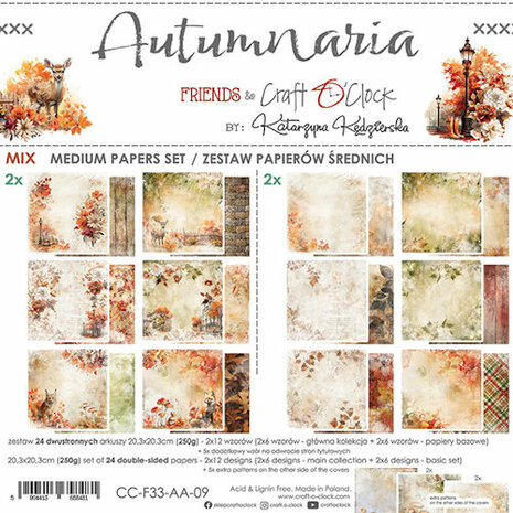 Craft O Clock Set of Mix Papers 20x20 cm Autumnaria