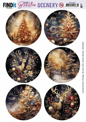 Scenery Push out - Berries Beauties - Frosted Gold Christmas 2 - Round