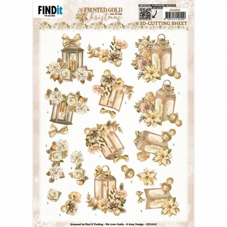 3D Cutting Sheets - Amy Design - Frosted Gold Christmas - Lantern