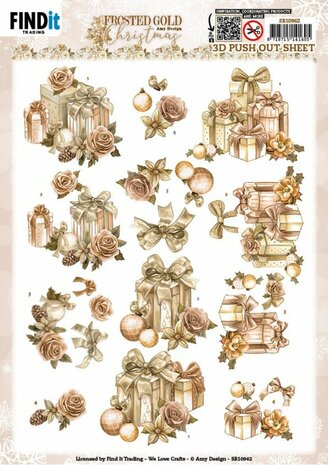 3D Push Out - Amy Design - Frosted Gold Christmas - Presents