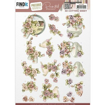 3D Cutting Sheet - Precious Marieke - Painted Pansies - Pink