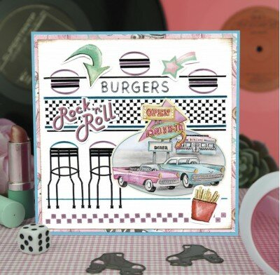 3D Cutting Sheet - Yvonne Creations - Back To The Fifties - Drive-In